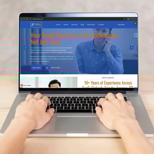 a man using laptop